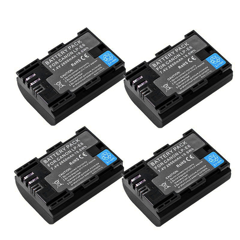 7,4 v 2650mah bateria LP-E6 LP-E6N LP E6 E6N Cámara batería para Canon LP-E6 EOS 5DS 5D Mark II Mark III 6D 7D 60D 60Da 70D 80D: 4battery