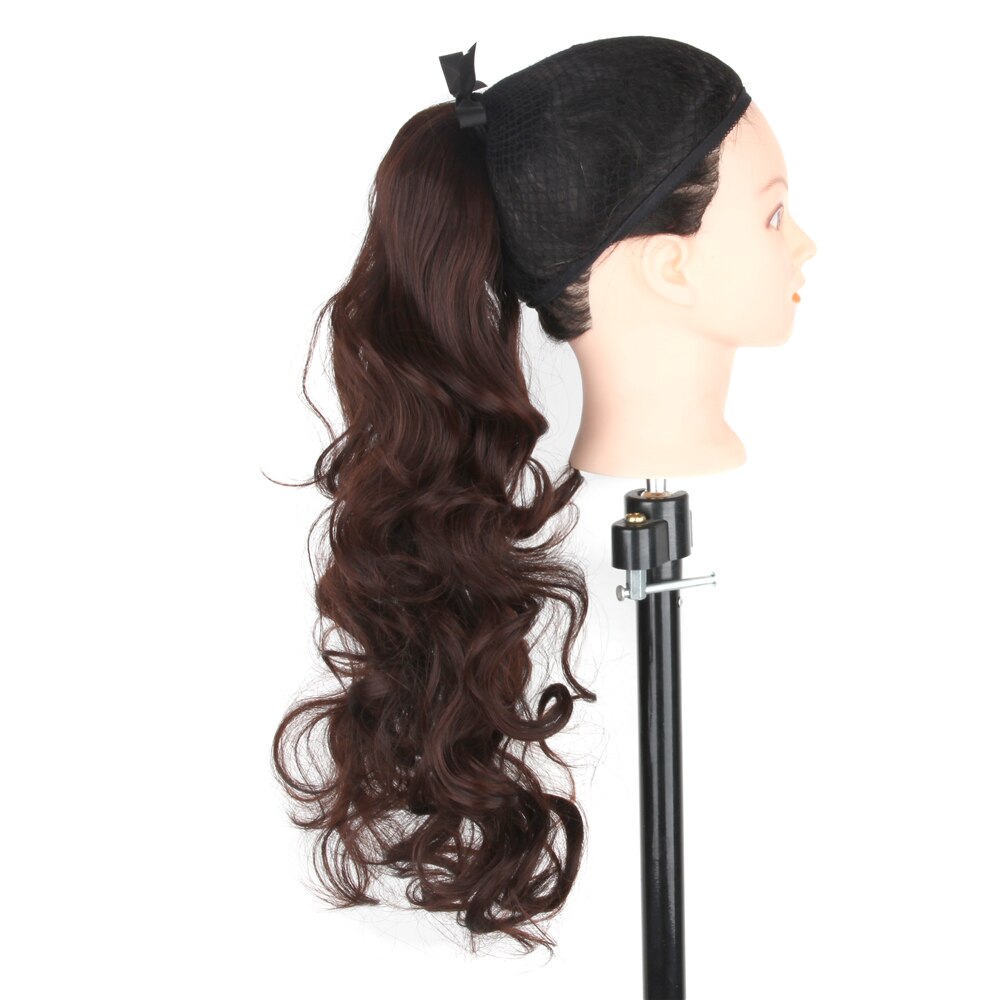 Xnaira-Cola de Caballo rizado largo, coleta sintética marrón claro, extensiones de cabello para cola de caballo, cinta de pelo de cola resistente al calor