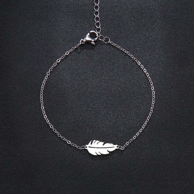 CACANA – Bracelet en acier inoxydable pour homme et femme, plume, couleur or et Rose, bijoux de fiançailles