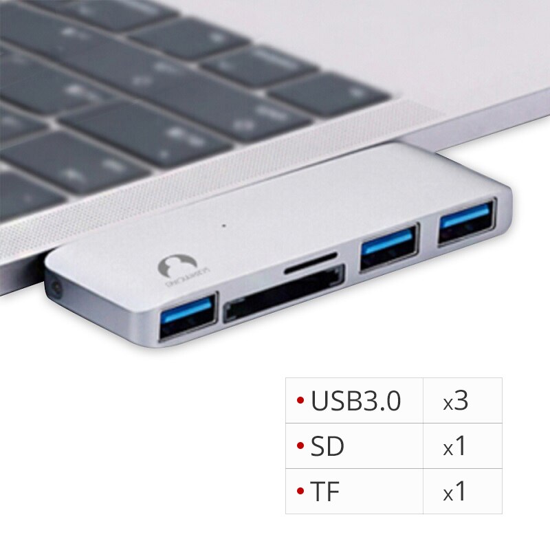 Snowkids tipo C Dock Hub para MacBook Pro MacBook Air HDMI USB3.0 USB C puertos de expansión del divisor: Silver 3USB SD TF