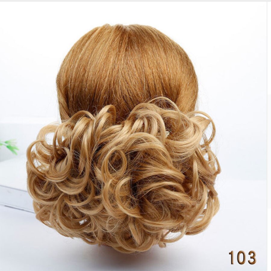 LVHAN, cinta elástica para mujeres, moño de pelo rizado de fibra sintética a alta temperatura, moño para la cabeza, moño sintético para mujeres blancas: LF01-103