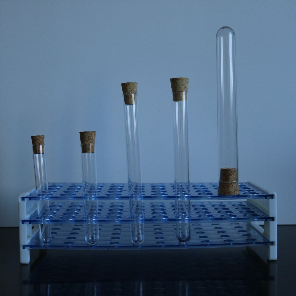 50pcs 35x150 mm Plastic Test Tube With Cork Stopper 6-inch 100ml Clear Like Glass, , Food grade, Autoclavable