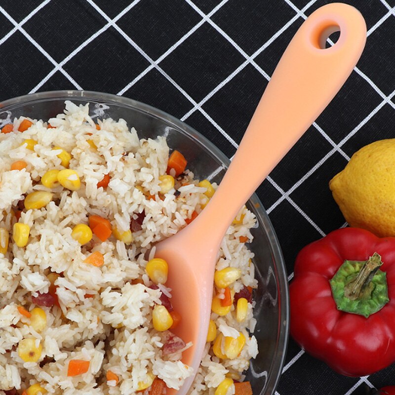 Silicone Spoon Anti-scalding Translucent Colorful Rice Scoop Heat Resistant Non-stick Rice Cooker Tableware Kitchen Cooking Tool
