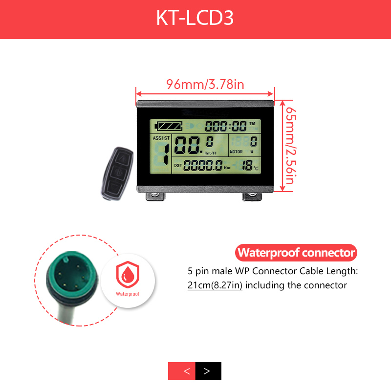 KT – écran LCD3 LCD8H LED880 Kuteng pour vélo électrique, 24V/36V/48V/72V, accessoires pour Kit: LCD3U WP Plug