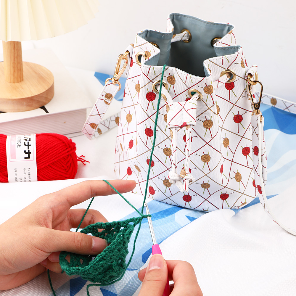 Draagbare trekkoord garen organisator wol garen haaknaalden breinaalden opbergtas naaigereedschap opslag crossbody tas