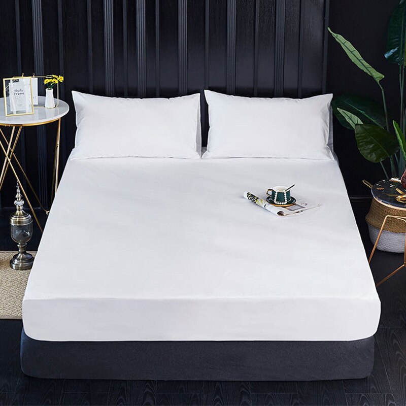 1Pc Waterdichte Matrashoes Voorzien Laken Pad Protector Effen Kleur Sprei Koningin/Koning Twin Matras Cover Protector: 1 / S