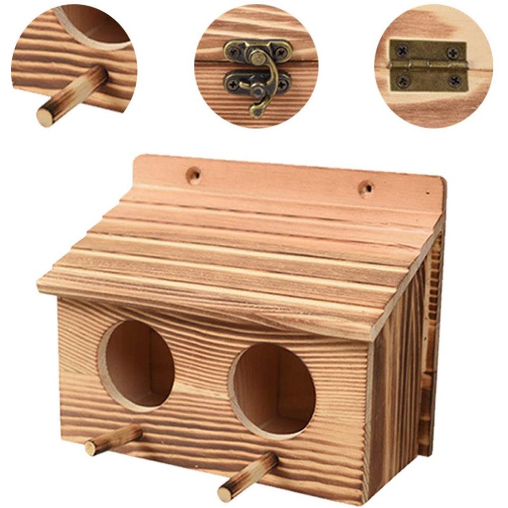 Wood Bird Breeding Box Bird House Nest Parrot Breeding Decorative Cages Pet Accessories Home Balcony Decoration
