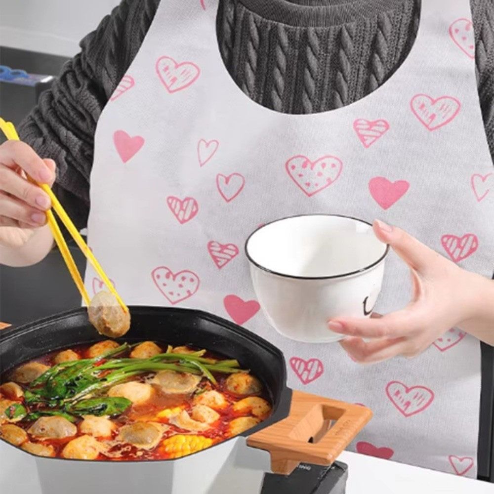 10 Pz/borsa Portatile Cuore Stampato Grembiuli Usa E Getta non Tessuto anti-incrostazione Bavaglino Grembiuli Da Cucina A Prova di Olio Ristorante Forniture per La Casa