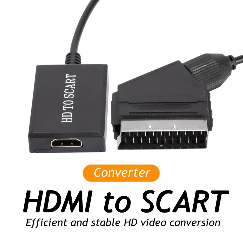Adattatore convertitore Audio di lusso compatibile HDMI 1080P a SCART per TV HD DVD per cavo DC cielo scatola STB tappo e giocare a