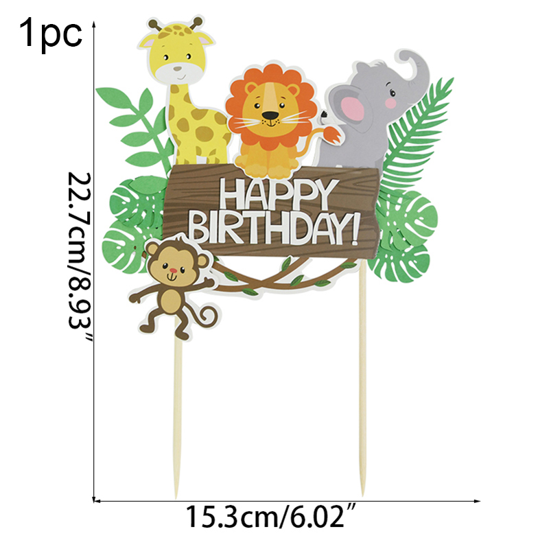 Décoration de gâteau animaux Safari, forêt renard Lion zèbre, décoration de Cupcake pour enfants, outils de décoration de gâteau pour fête de 1er anniversaire: kaki foncé