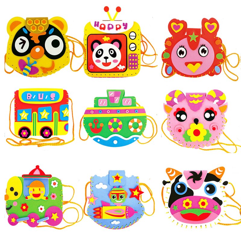3 Zakken Handwerk Speelgoed Dier Handtas Arts Ambachten Kit Candy Kids Naaien Kleurrijke Stickerschildren Diy Educatief Speelgoed