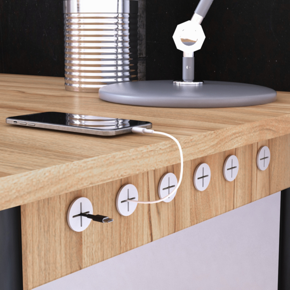 Kabeltülle für Höhle Schreibtisch, flexibel Kabellochabdeckung aus Silikon, Kabel-Organizer, Kabeldurchgang, runde Dichtung weiß