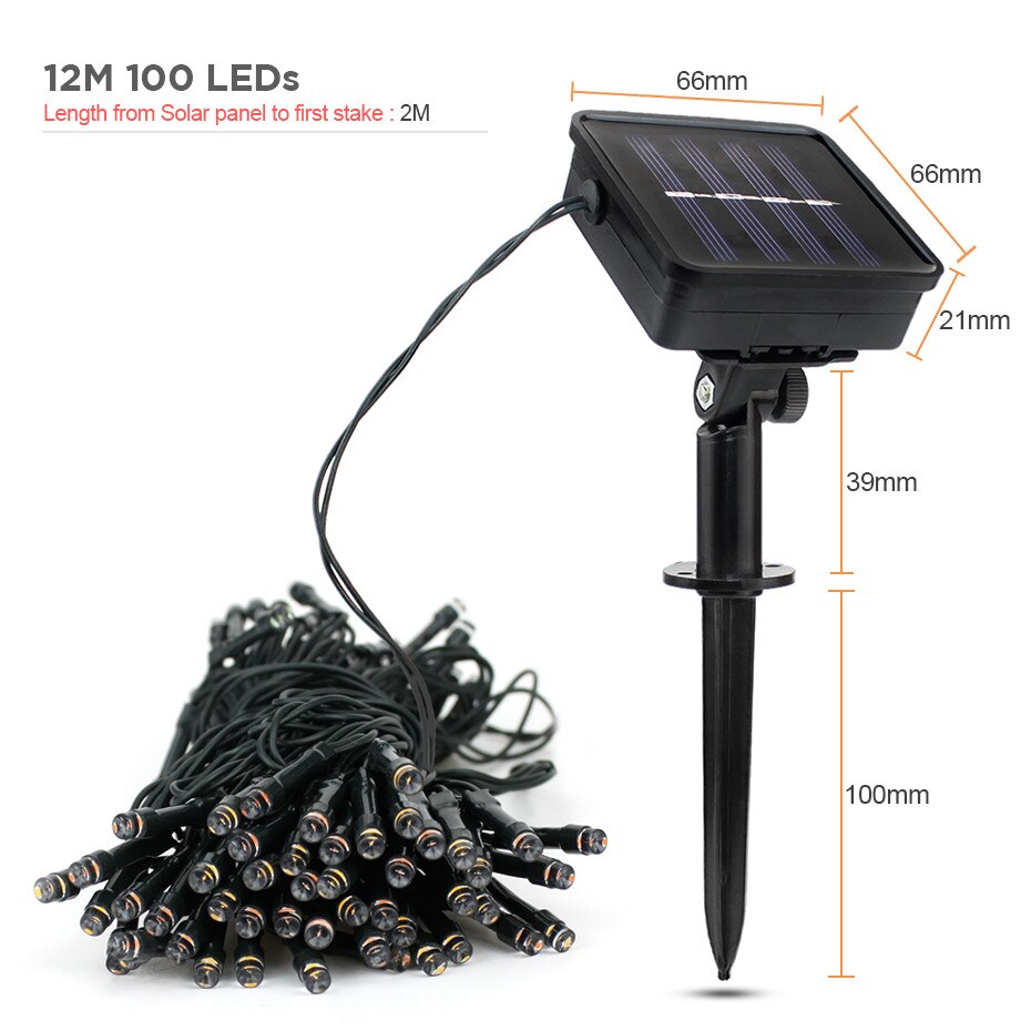 30/50/100/200 LEDs Fairy Lights Solar Powered Warm White/White/RGB Waterproof Outdoor Garden Decoration Solar Led String Light: Star 100LEDs / Multi Color