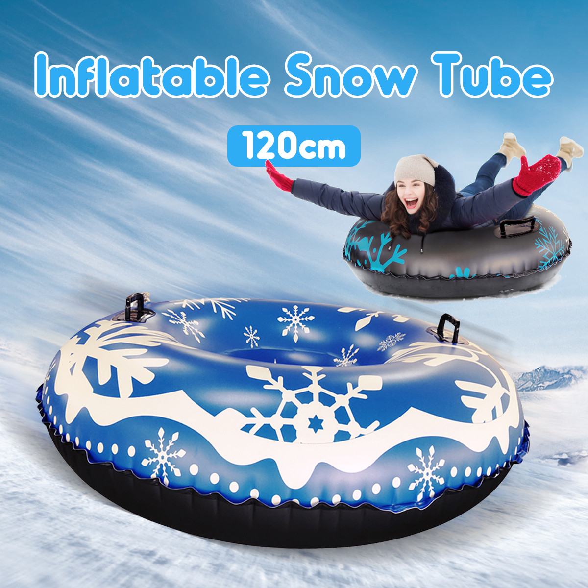 Floated Skiing Board PVC Winter Inflatable Ski Circle With Handle Durable Children Adult Outdoor Snow Tubes Skiing Accessories