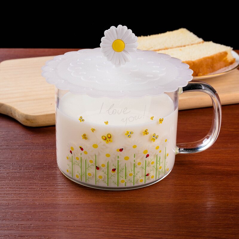 Ontbijt Cup Grote Capaciteit Glas Leuke Cartoon Aardbei Mok Met Deksel Hittebestendig Glas Schaal Cup Kantoor koffie Cup