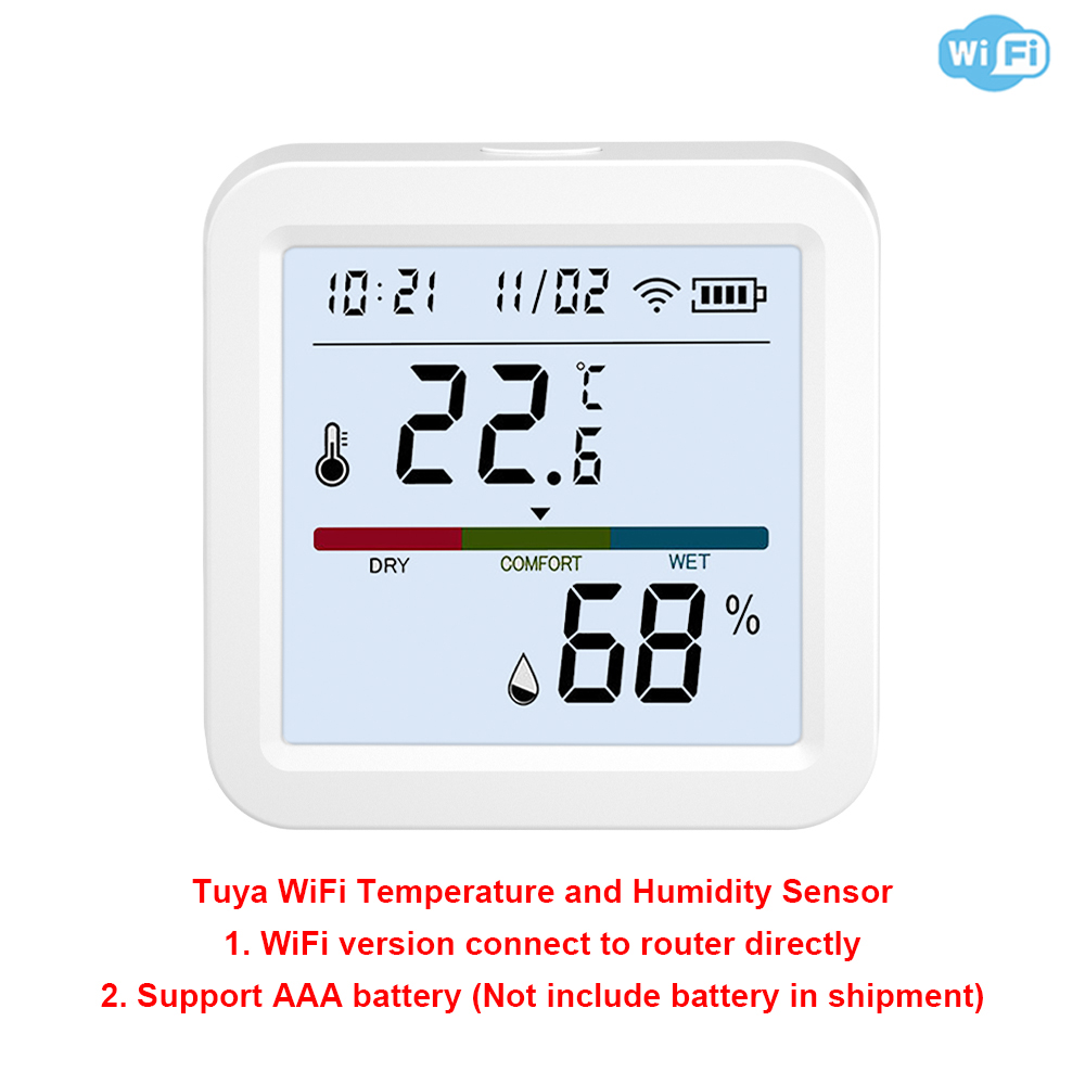 Tuya WiFi/ZigBee Temperatur und Luftfeuchtigkeit Smart Home Thermometer Hygrometer APP Fernalarm Funktioniert mit Alexa Google Home: Lavendel