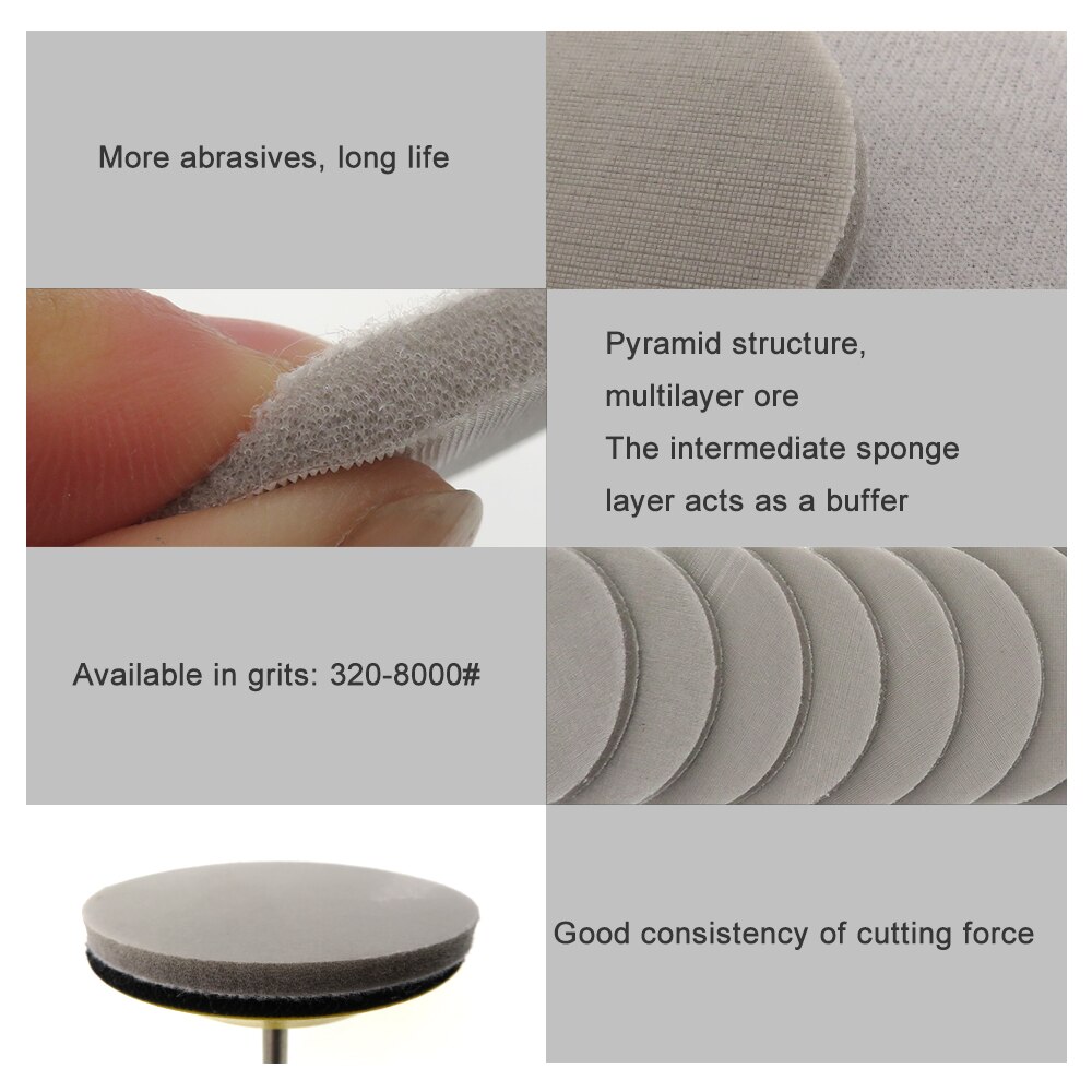 3 Zoll 75 mm Schwamm-Schleifscheibe, Schleifpapier, Hakenschlaufe, nass und trocken, sortiert, Körnung 320–8000, zum Polieren und Schleifen von Autotelefonen, Schmuck