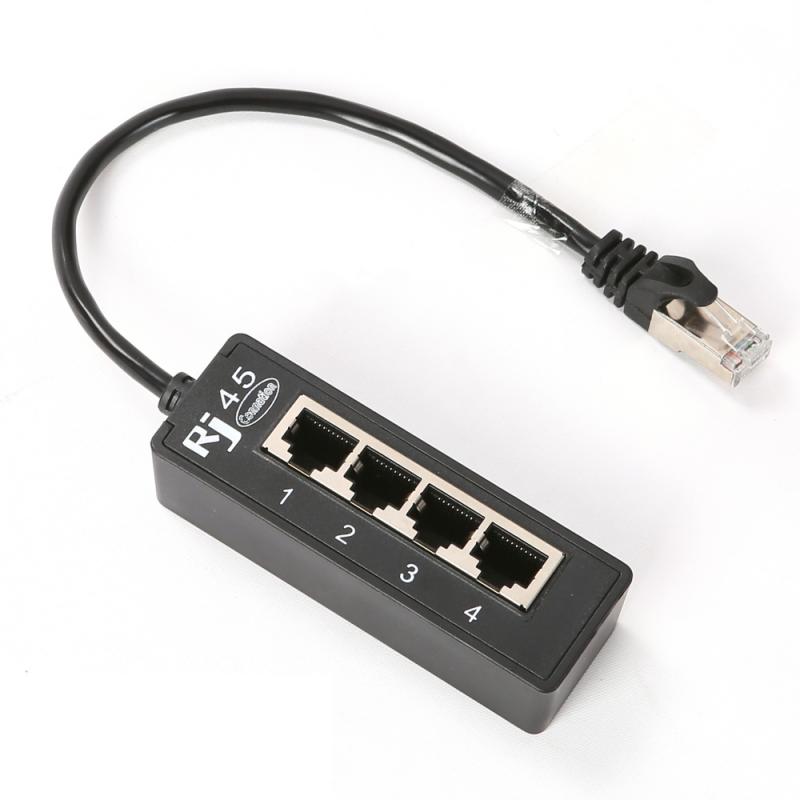 RJ45 1 Male To 4 Female Ports Ethernet Network Plug Cable Splitter Extension Adapter Male To Female Connector For Routers Hubs: Default Title