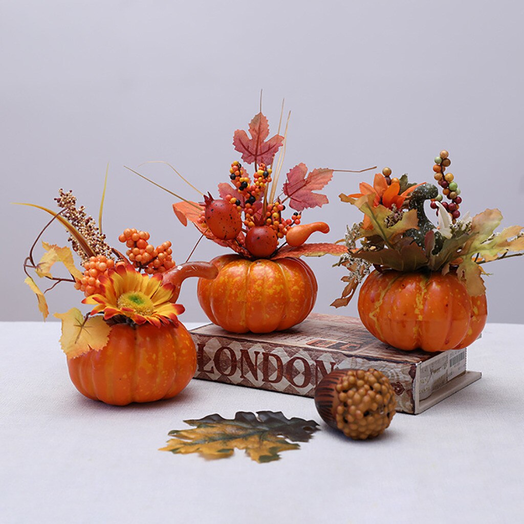 Feuilles d'érable réalistes Faux citrouilles légumes artificiels Halloween Thanksgiving ornements suspendus pendentif décorations pour la maison