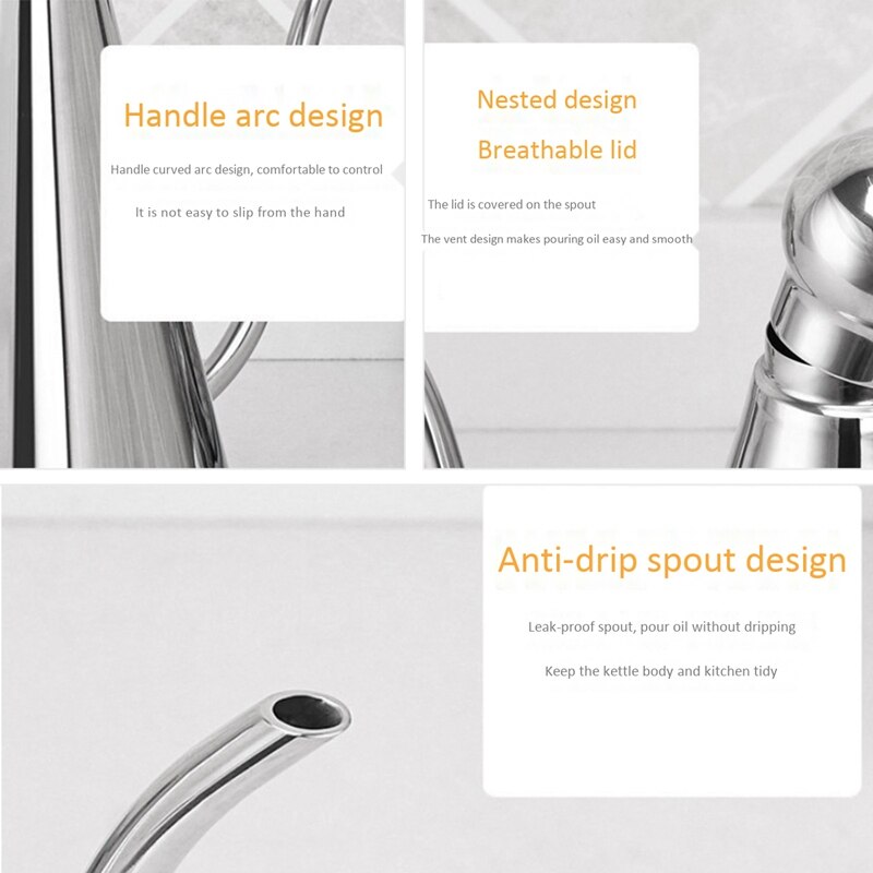 350Ml Olive Oil Dispenser,Kitchen Stainless Steel Oil/Vinegar Pot,Olive Oil Bottle,Olive Oil Can Storage Container