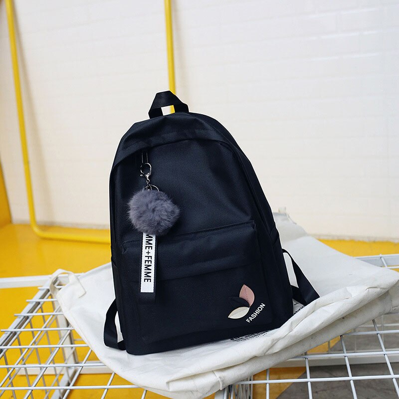 sac à dos en Nylon pour femmes sacs à dos femme sac d'école pour filles sac à dos de sac de voyage étanche Bolsas Mochilas: Black