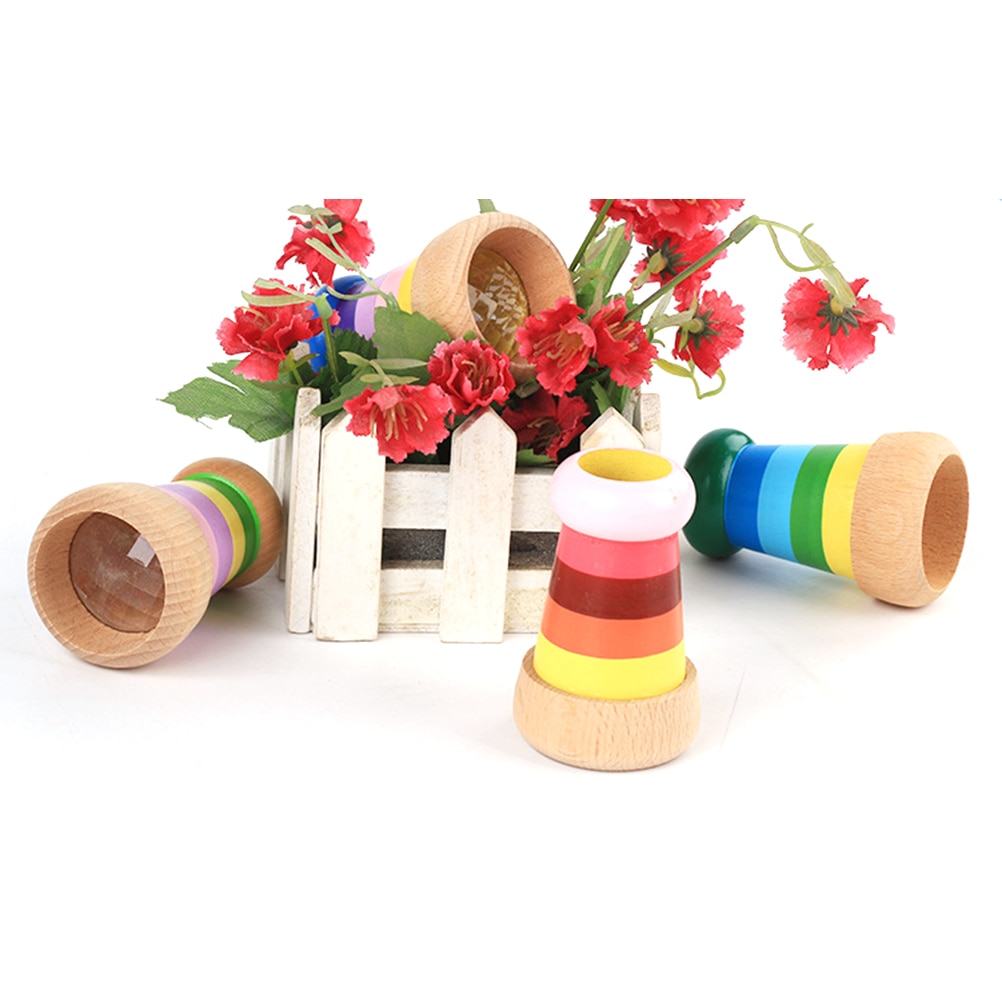 Kinder Holz Regenbogen Kaleidoskop Pädagogisches Spielzeug Biene Auge Wirkung Polygon Prisma Effekt Kaleidoskop Spielzeug Kinder