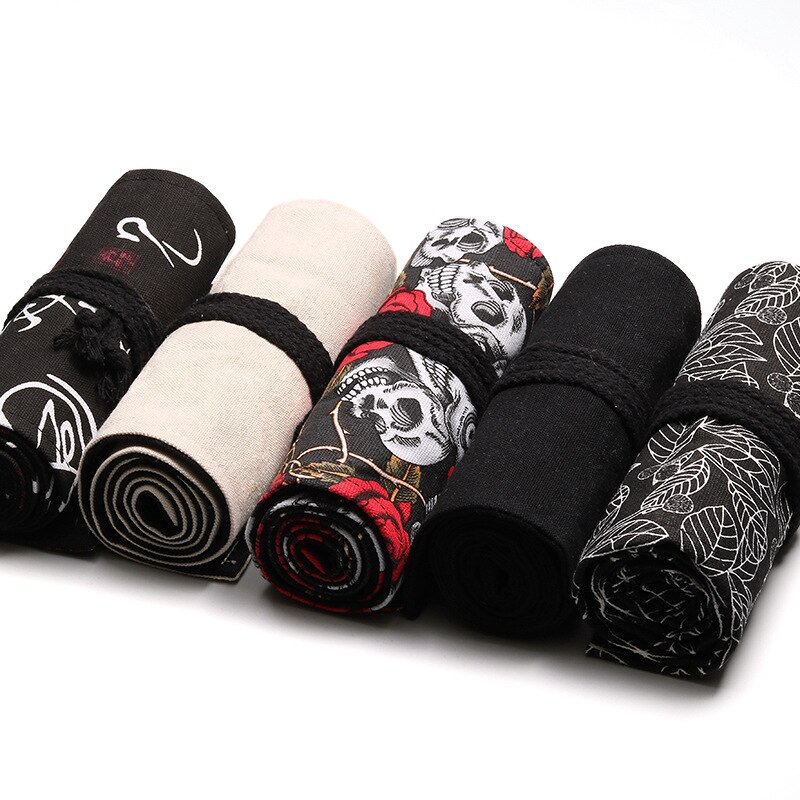 72 Gaten Schoolbenodigdheden Roll-Up Potlood Zakken Voor Kleur Potlood Pennen Tas Potlood Pouch Canvas Handgemaakte Bloemenprint kawaii Bgas