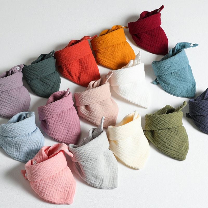 67JC 3 Pcs Babyvoeding Kwijlen Slabbetjes Speeksel Handdoek Driehoek Sjaals Bandana Zachte Katoenen Slabbetjes Verstelbare Drukknoop Burp Doek voor