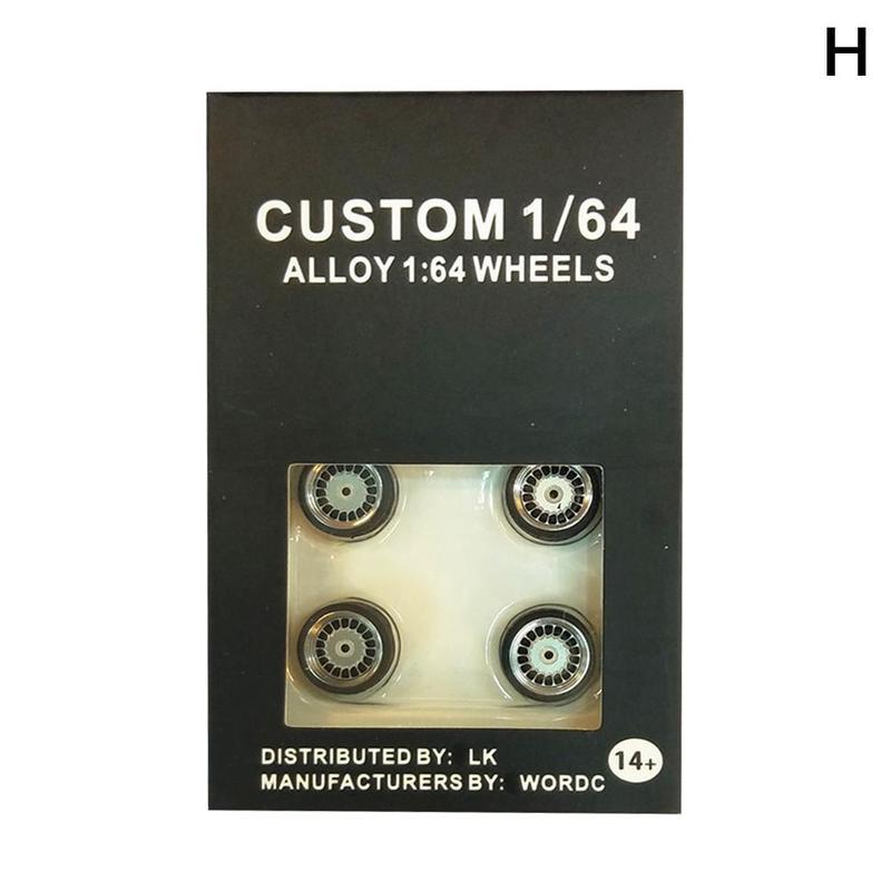 4 Roues Alliage 1/64 Pour Modèle Voiture - Pneus En Caoutchouc, Jantes Métal, Pour Customisation De Modèles Réduits, Taille Avant/arrière Différente - 3