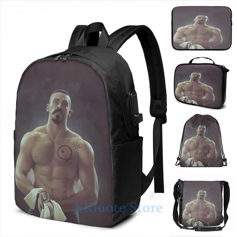Funny Graphic print Boyka Undisputed Topless USB Charge Backpack men School bags Women bag Travel laptop bag