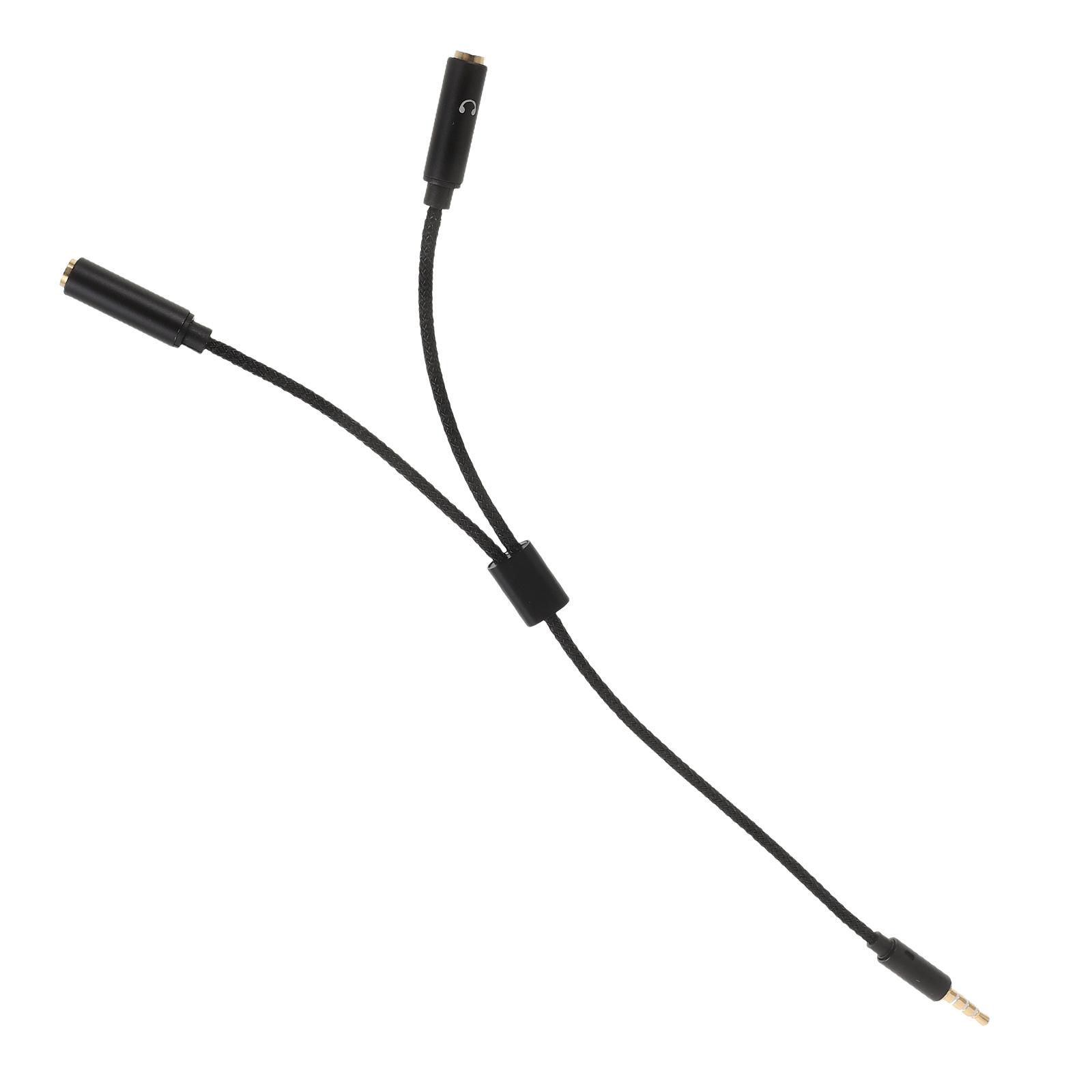 Ljudadapter 3 5mm dubbelt hörlursuttag mikrofonsplittertråd flätad nylonkabel hane till hona för basgitarrhögtalare