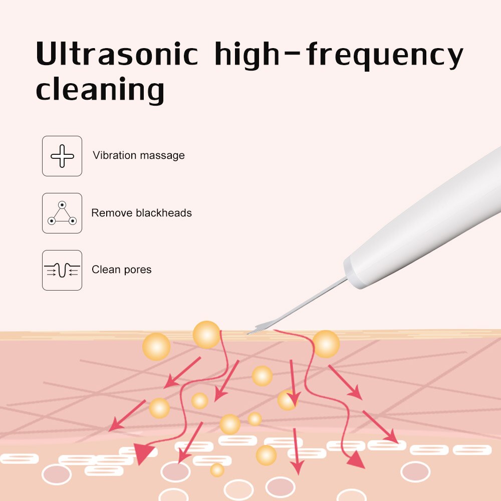 Cavitation Peeling Facial Cleaning Ultrasonic Skin Scrubber Deep Clean Ultrasonic Exfoliating Spa Scraper to Remove Blackheads