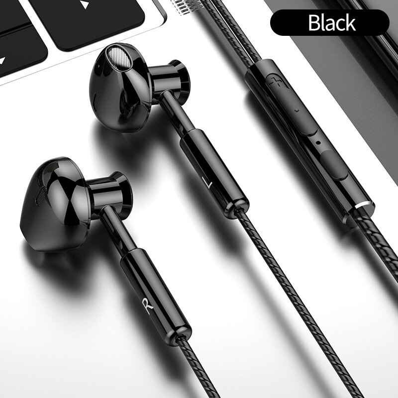 Słuchawka robić telefonu słuchawki przewodowe słuchawki douszne sportowe robić gier 3.5mm metalowy zestaw słuchawkowy słuchawki stereofoniczny z mikrofonem robić Xiaomi: czarny