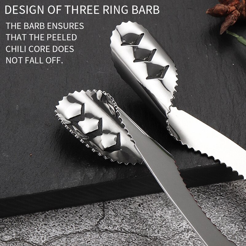 Stainless Steel Jalapeno Pepper Corer Tool Serrated Edge Coring Tool Serrated Seed Remover Core Deseeder Kitchen Vegetable Tools