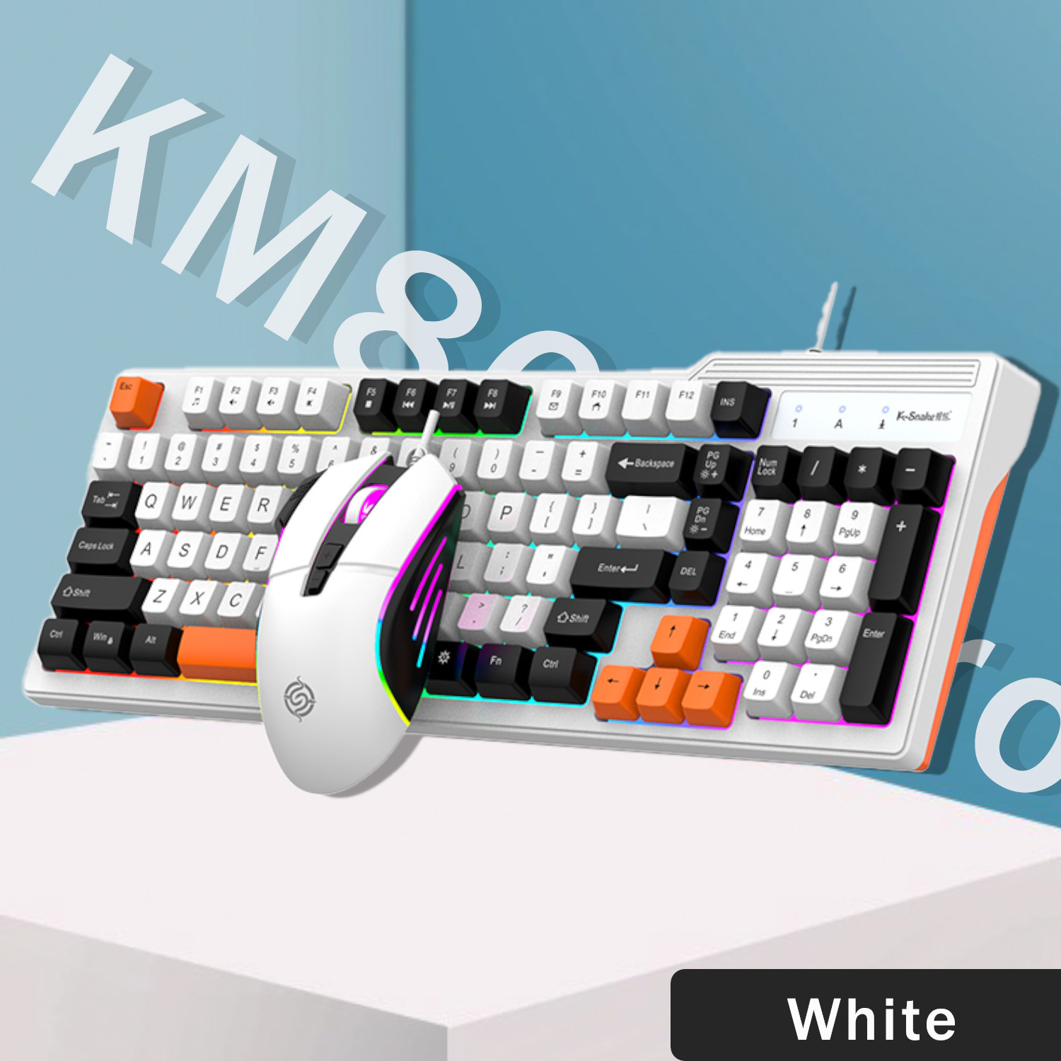 K-snake KM800 Pro wired mechanical feel keyboard and mouse set RGB segmented DPI mecha wind pattern laptop office: black