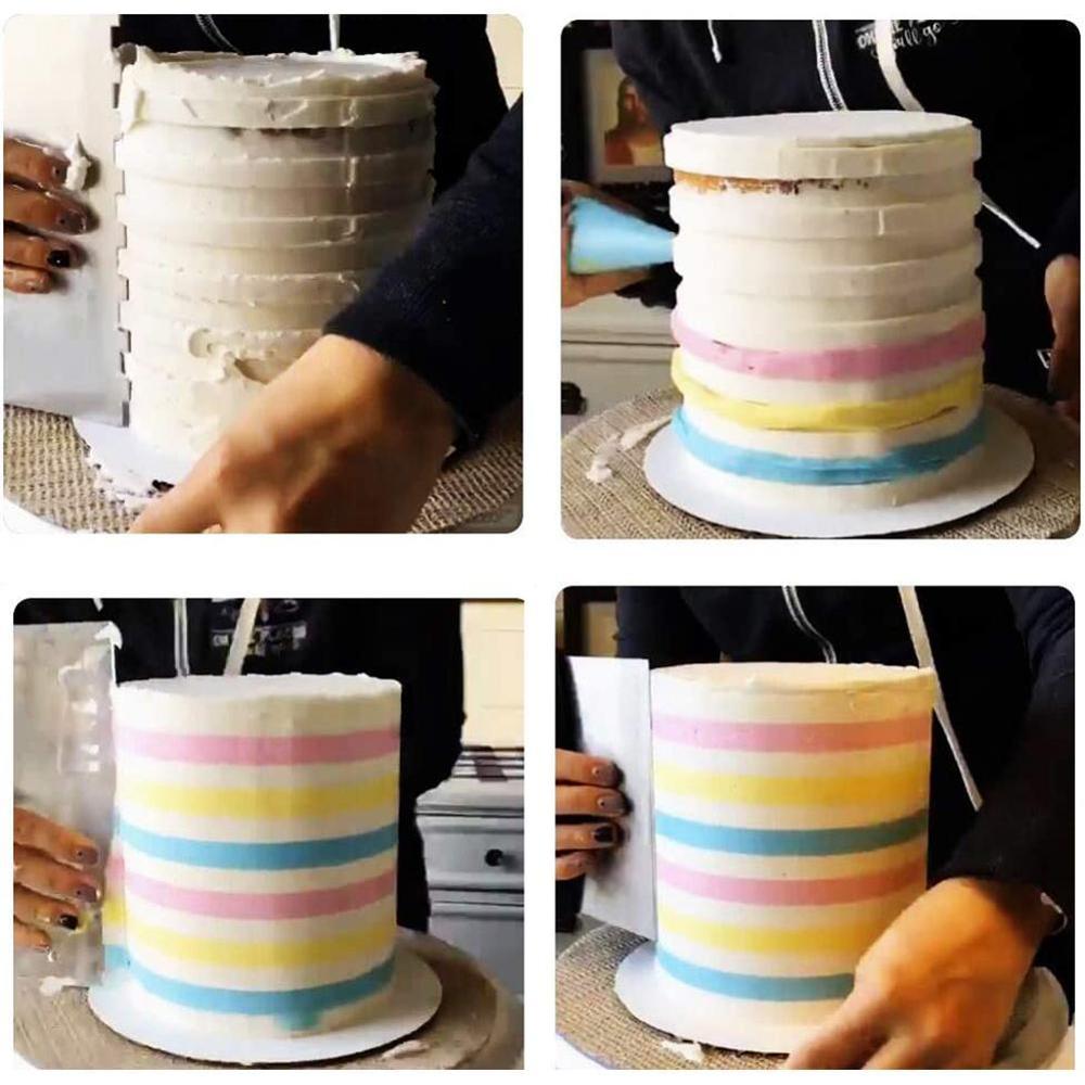 Streifen Stahl Schaber Schaber Kuchen Spatel Backform Backen Gute Glättung Zubehör Werkzeug Creme Küche B3H2