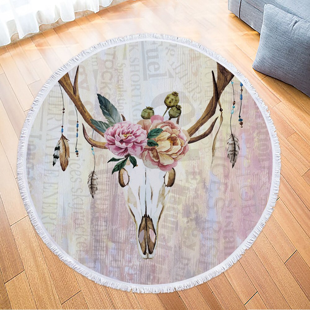 Toalla De playa redonda grande con Mandala De Reno étnico De verano con coloridas almohadillas gruesas De microfibra manta De playa servilleta De Plage