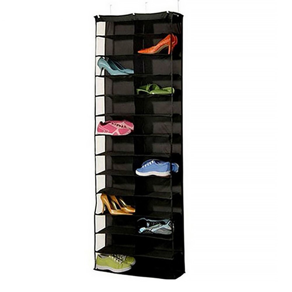 26 tasca Scarpiera Spazio-risparmio energetico Appeso Multifunzione Organizzatore Uso Domestico Porta Schermo titolare Armadio Pieghevole Scaffalature per la casa: nero