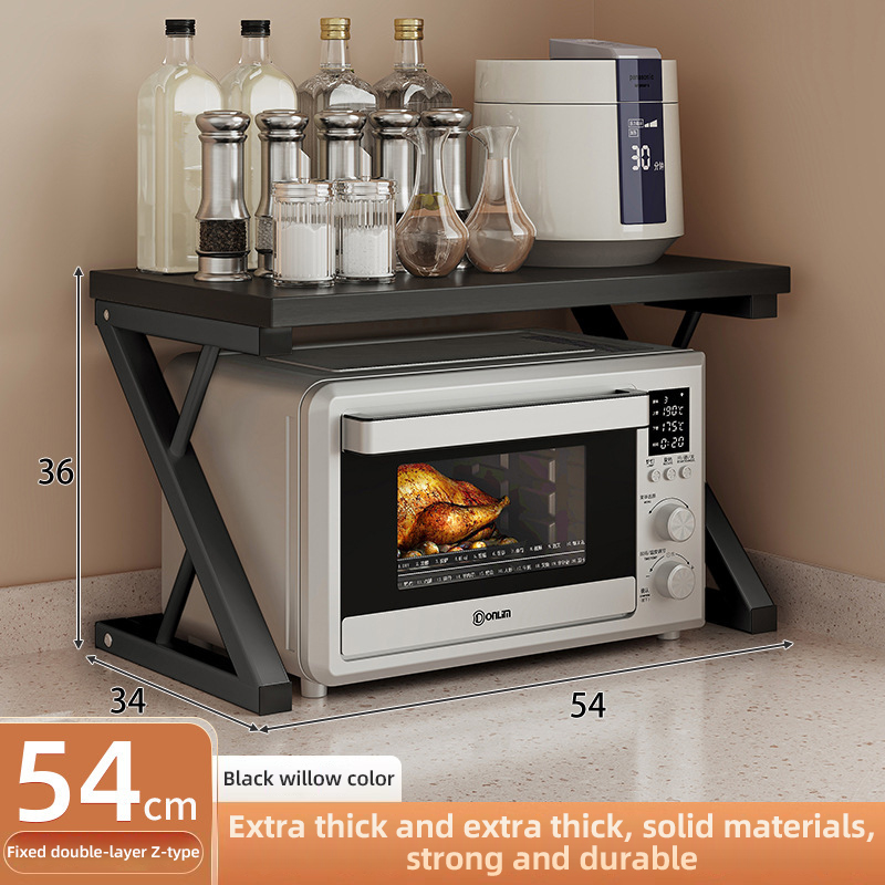 2/3Layer Microwave Rack Pot Racks Household Multi-Layer Countertop Storage Oven Shelves Kitchen Seasoning Organizer Accessories: Clear