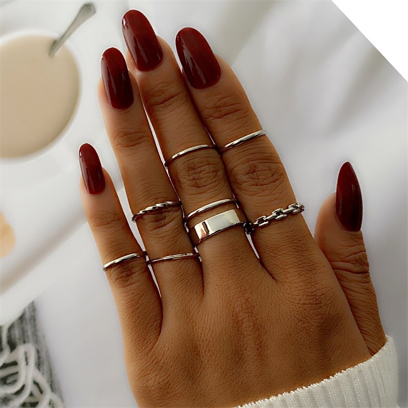 IFMIA Schmuck Ringe einstellen Metall Legierung Hohl Runde Öffnung Frauen Finger Ring Für Mädchen Dame Party Hochzeit: 43wenn0847-02