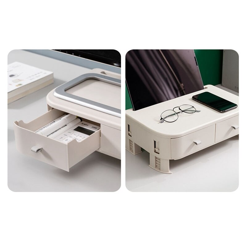 Adjustable Height Computer Monitor Riser Computer Stand with Storage Drawer, Tablet Computer Stand Desktop