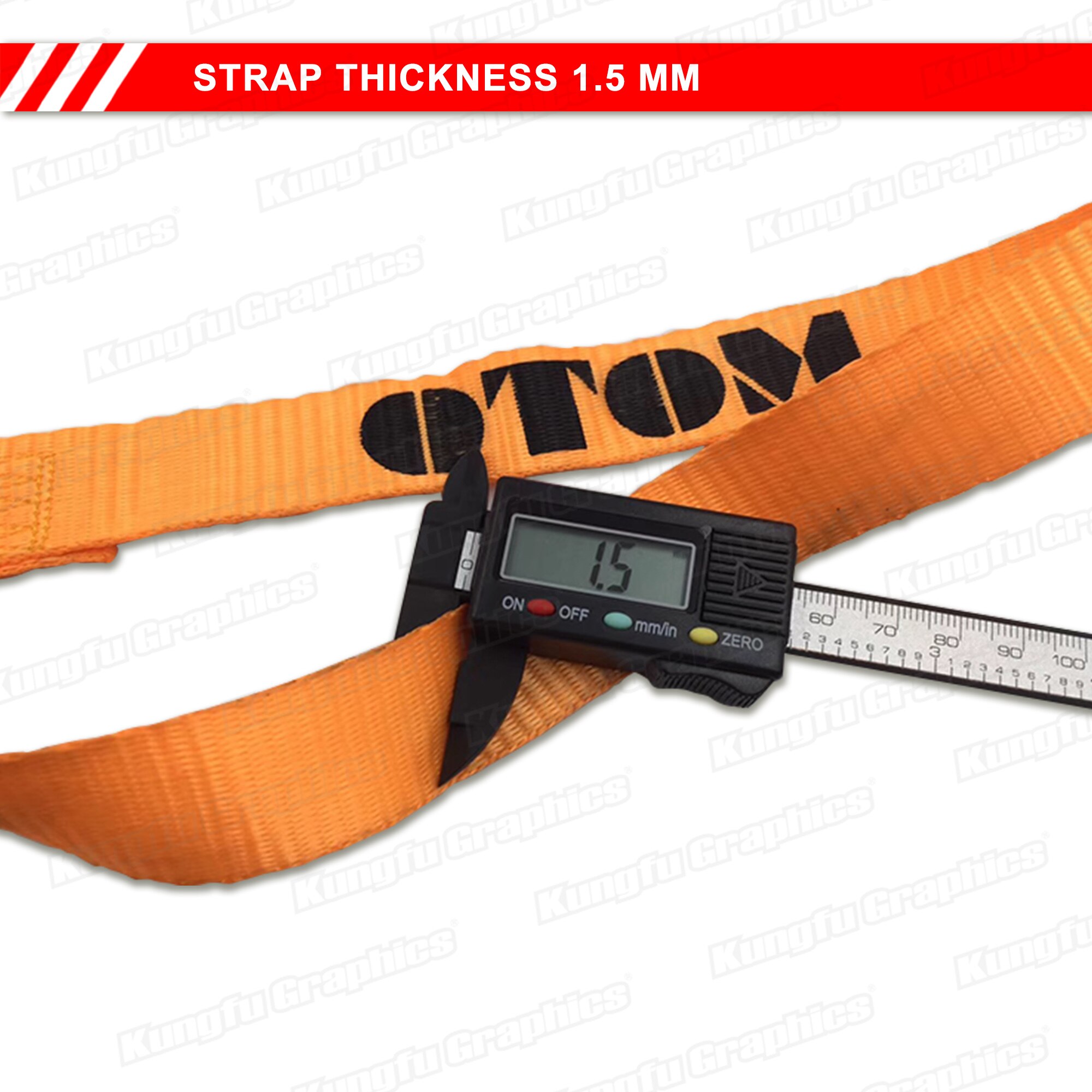 KUNGFU GRAPHICS Cam Buckle Tie Down Strap 1.8m for Motorcycle Bicycle ATV Quad Cargo Transport Lift Tow Pull Move Drag Rope Belt