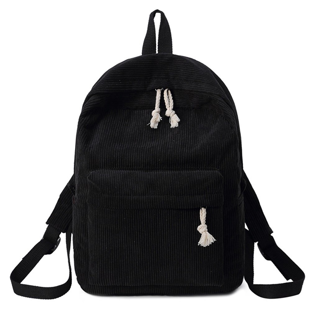 Vrouwen Casual Koreaanse Stijl Effen Kleur School Rugzak Mochila Mujer Zachte Stof Rugzak Voor Tienermeisjes: Black