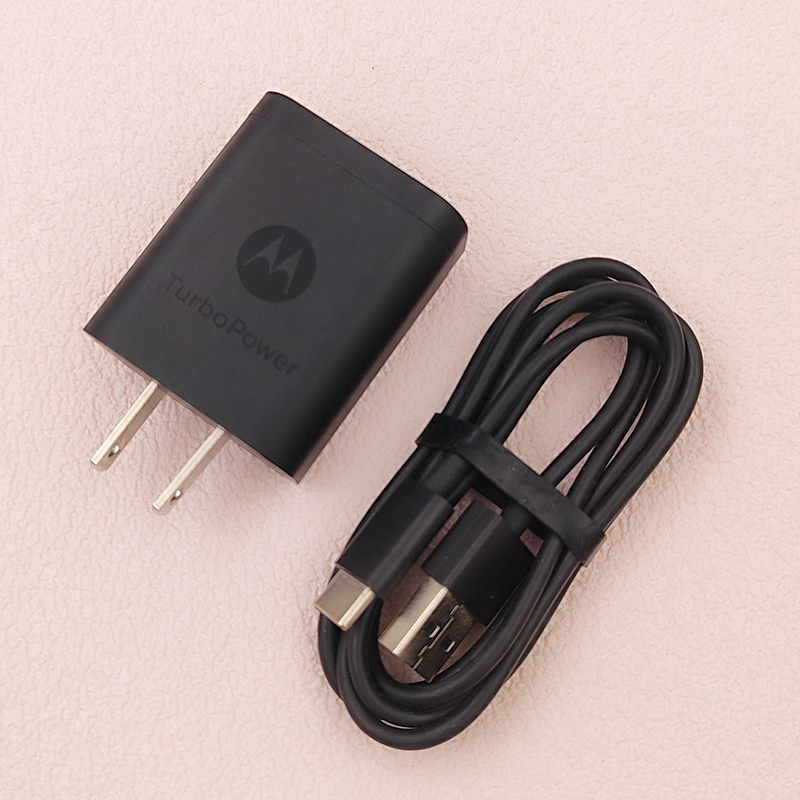 Original For Motorola G G15 G06 E15 E14 G35 G45 G55 G75 Razr 40 50 Ultra Fast Charger 18W Turbo Charger Adapter + Type C Cable
