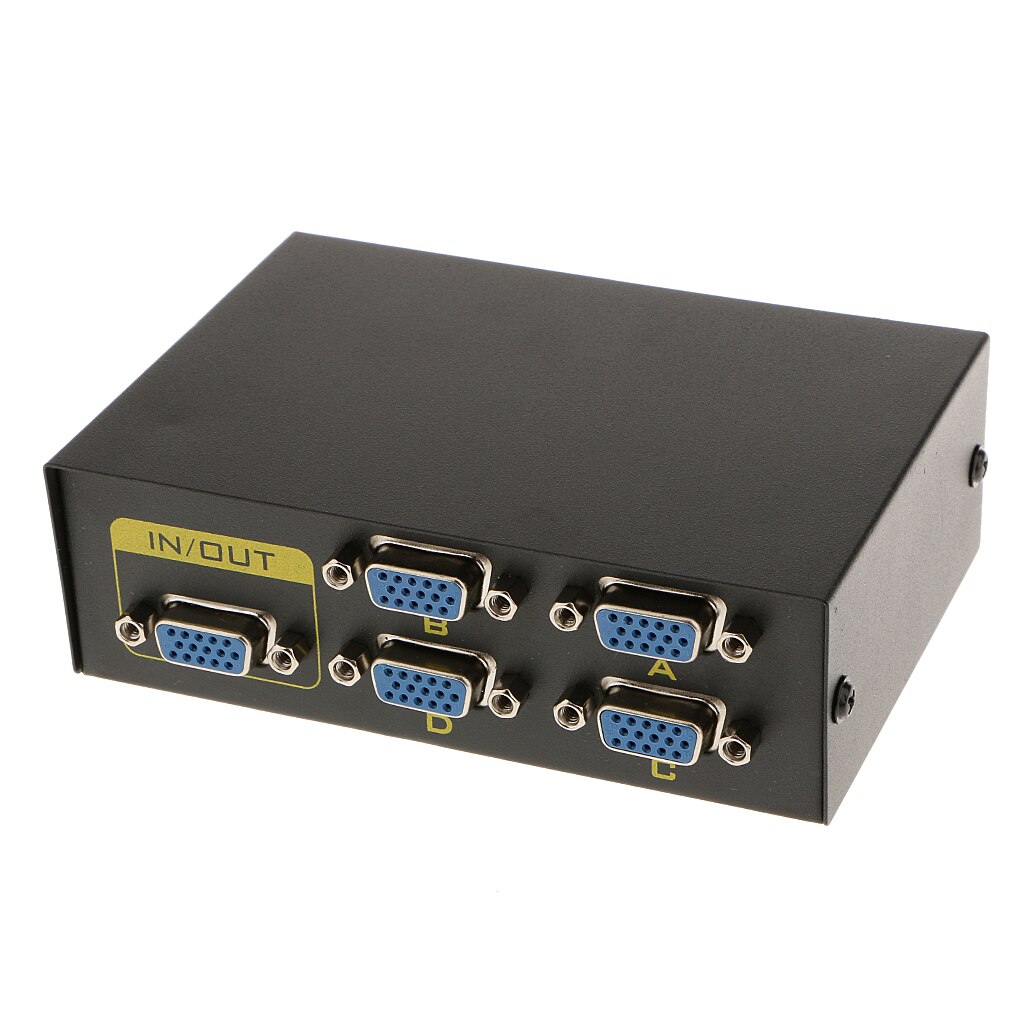 5 Port 4 PC In To 1 TV Monitor Out VGA SVGA XGA Video Sharing Switcher Selector Box For LCD PC Computer