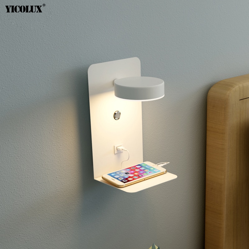 Led væglamper med kontakt og usb interface hvid sort lampe armatur gang gang belysning kunst armatur wandlamp