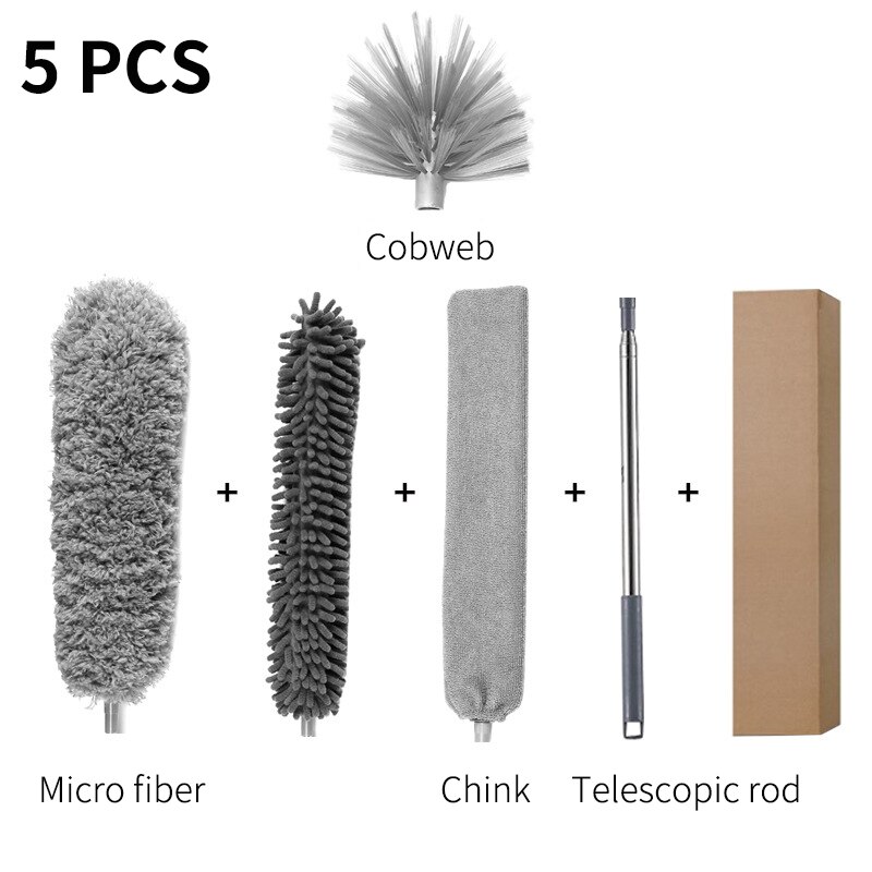 Telescopic Dusters Household Cleaning Tools Dust Removal, Chenille/Fiber/PET Material, Cleaner For Home Desktop Sofa Cupboard: Set 3 (5 PCS)