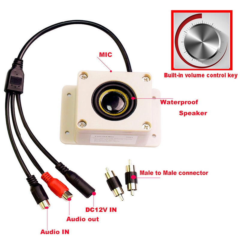Microphone Speaker Device for Security Camera Outdoor Waterproof for IP Camera Audio Recording Two Way Radio Interphone