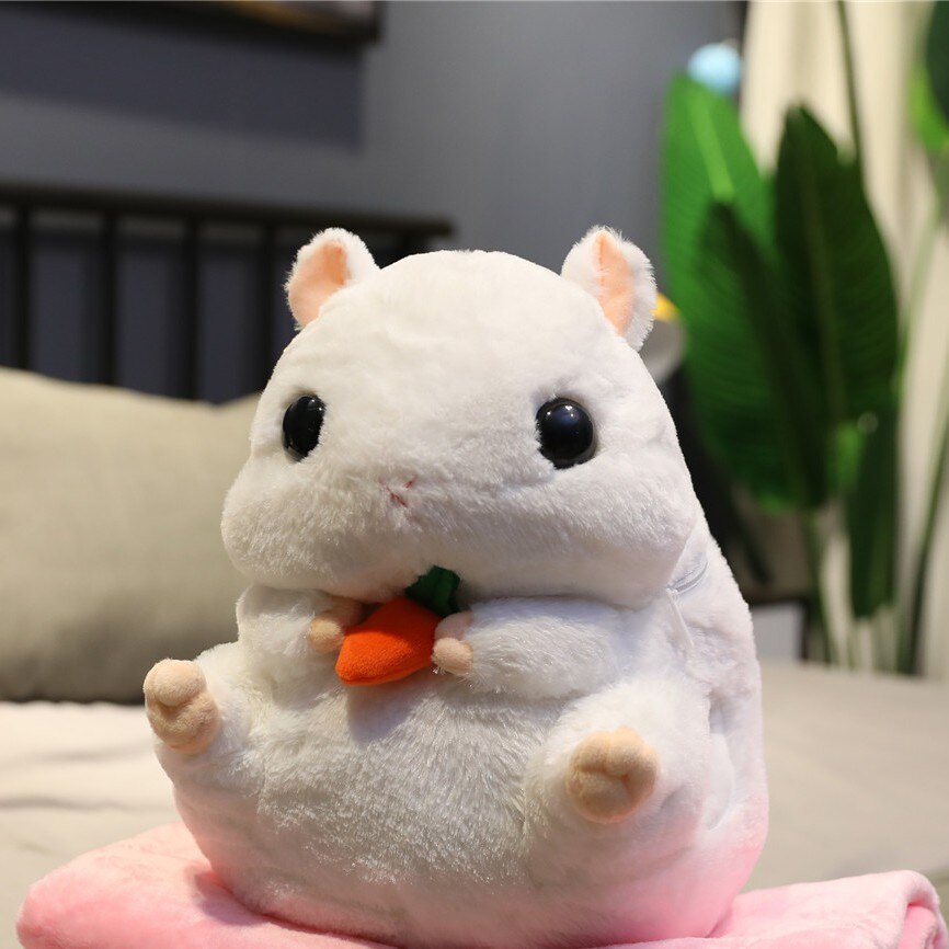 Söpö hamsteri pehmolelu 3 in 1 monitoiminen hamsterin käsilämmitin peitolla lelu hamsteri tyyny lasten lelut syntymäpäivä lapselle: Lelu lämmittimellä / Valkoinen
