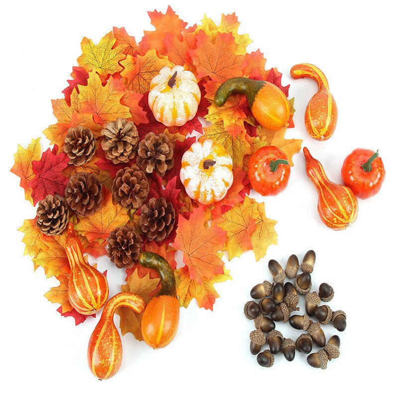 50 Stks/set Simulatie Pompoen Gouden Herfst Pompoen Halloween Pompoen Thanksgiving Decoratie Pompoen Props